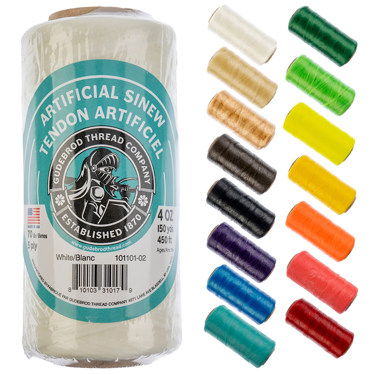 Gudebrod 70lb. 5-Ply Artificial Sinew Thread, 150yd. | Made in USA